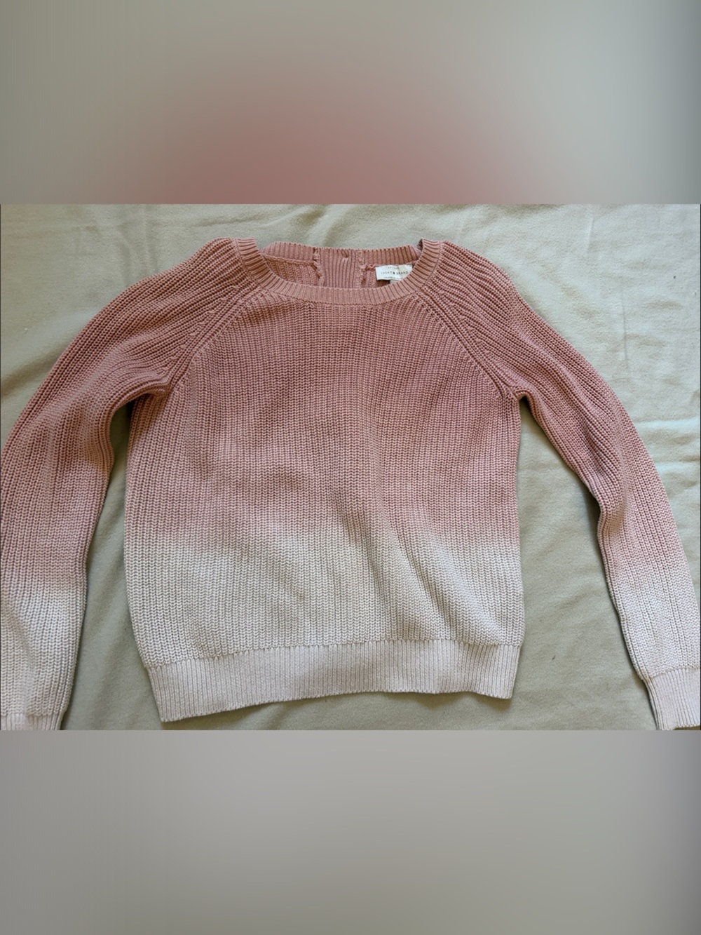 Lucky Brand Pink to Cream Ombre Crewneck Sweater